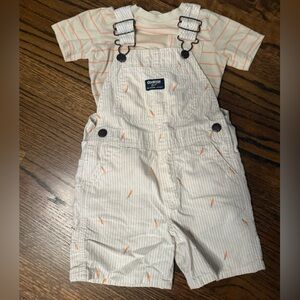 OshKosh B'gosh Cream Overalls with Orange Details